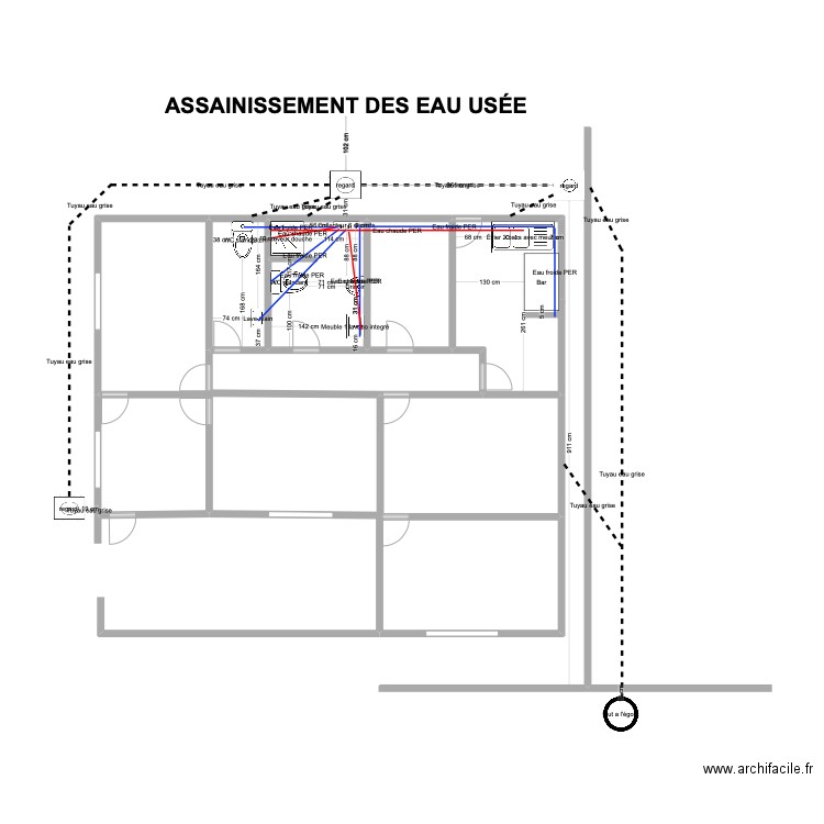 TRAVAUX DE RÉHABILITION DU BÂTIMENT R+1 DE LA VILLE DE MACOURIA. Plan de 6 pièces et 30 m2