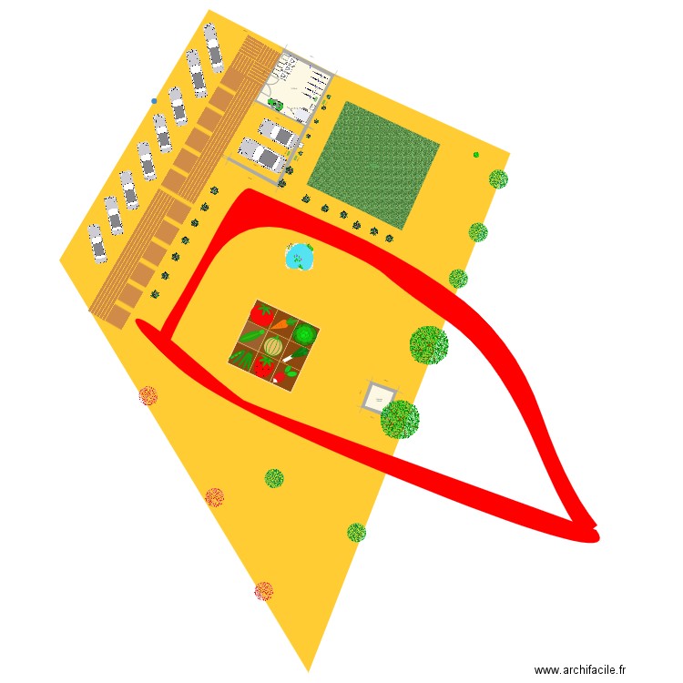 jardin et cabane. Plan de 0 pièce et 0 m2