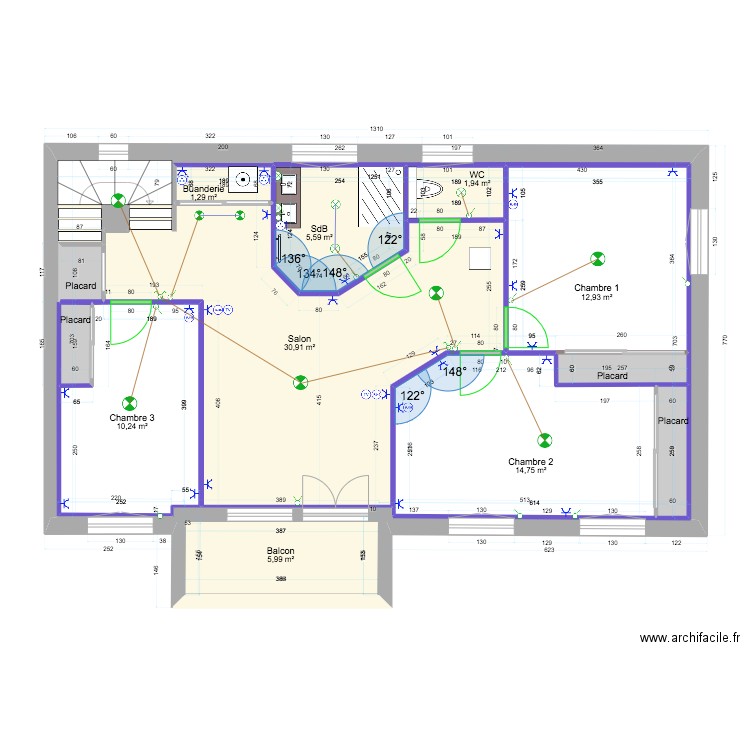 etage essai 2. Plan de 13 pièces et 151 m2