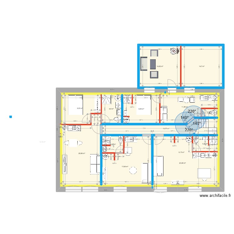 NR  R +1/FINAL. Plan de 34 pièces et 291 m2