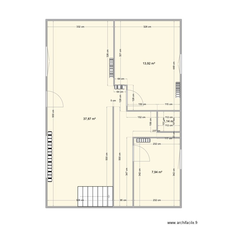 PLAN RDC . Plan de 4 pièces et 61 m2