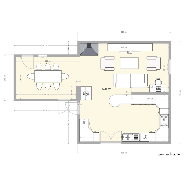 Pièce de vie . Plan de 0 pièce et 0 m2
