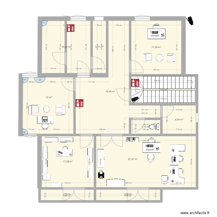 niveau 3 nesr dz. Plan de 12 pièces et 107 m2