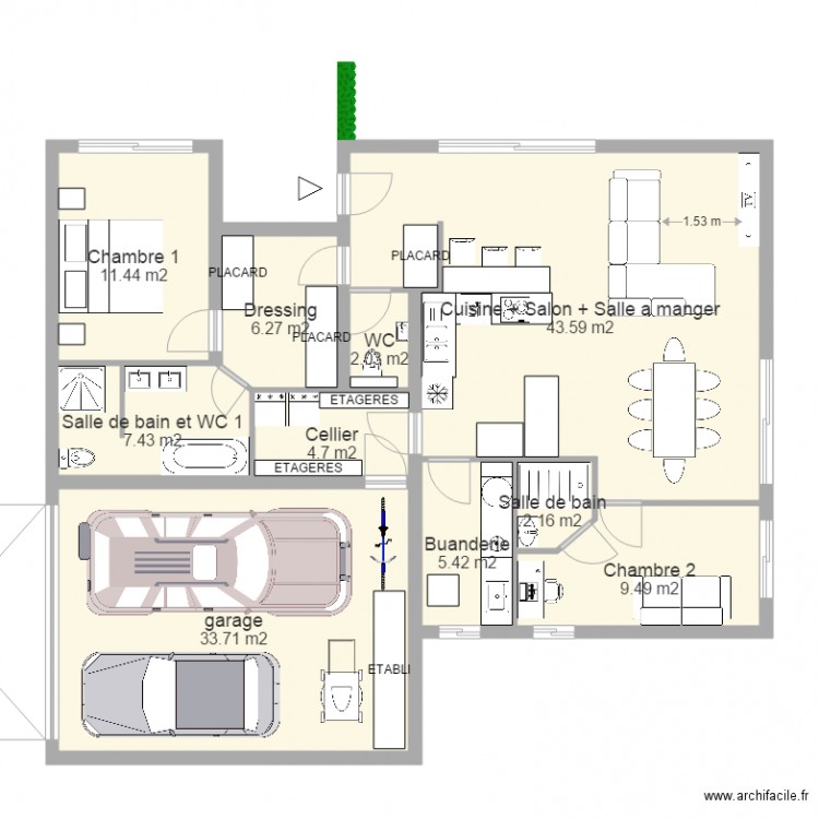 La MAISON essaie 3 93m2 garage 40m2 MODIFIE PP. Plan de 0 pièce et 0 m2