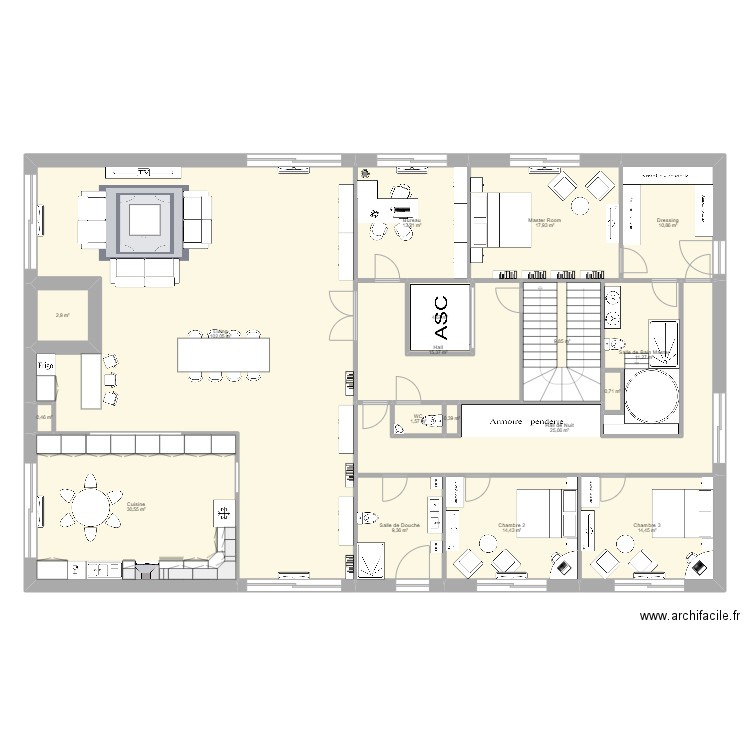 Loft01. Plan de 18 pièces et 285 m2