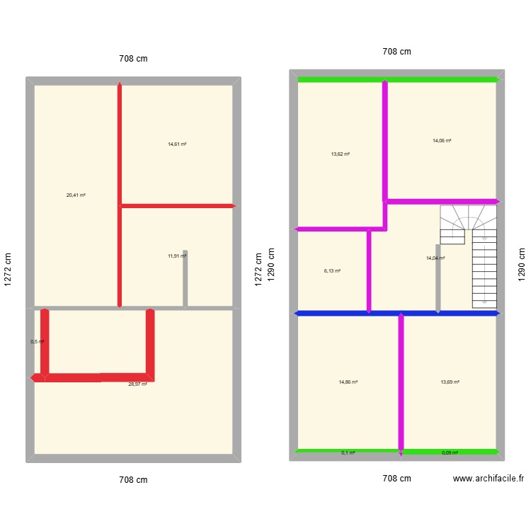 hautot v1 etage. Plan de 13 pièces et 153 m2