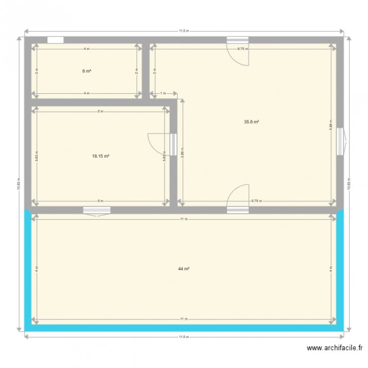plan 2D cabane. Plan de 0 pièce et 0 m2