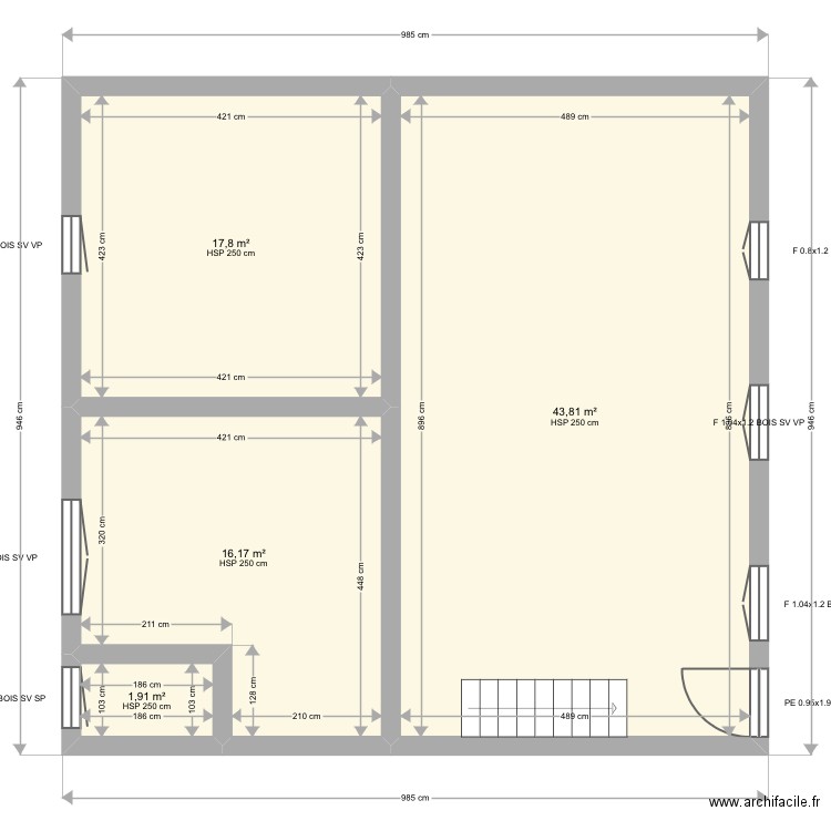 Behari. Plan de 8 pièces et 162 m2