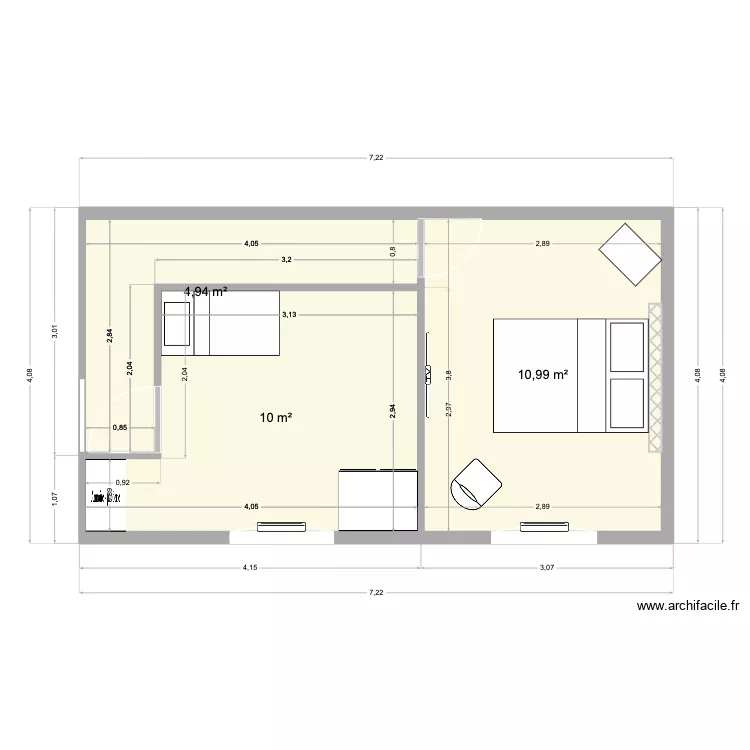 DUHAMEL. Plan de 3  et 26 m²