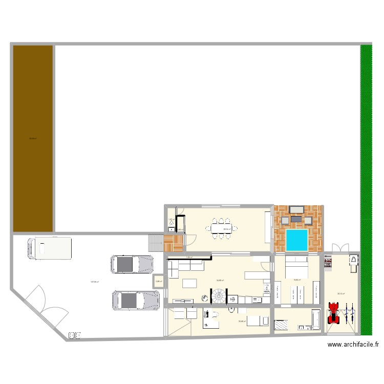 Extension. Plan de 11 pièces et 298 m2