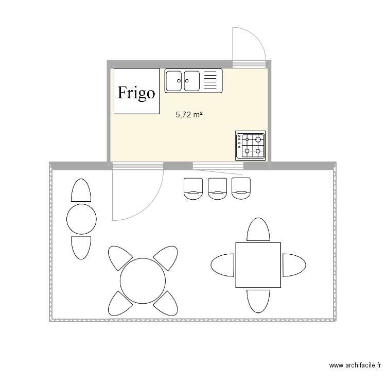 Mini-Restaurant. Plan de 1 pièce et 6 m2