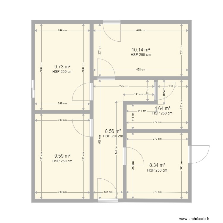 dos santos - voillard feu. Plan de 6 pièces et 51 m2