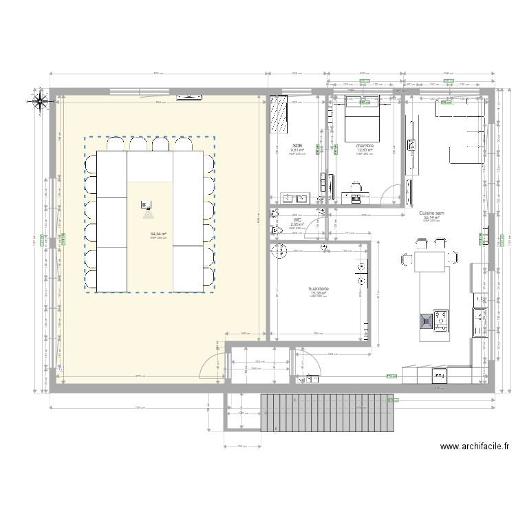 appartement . Plan de 6 pièces et 191 m2