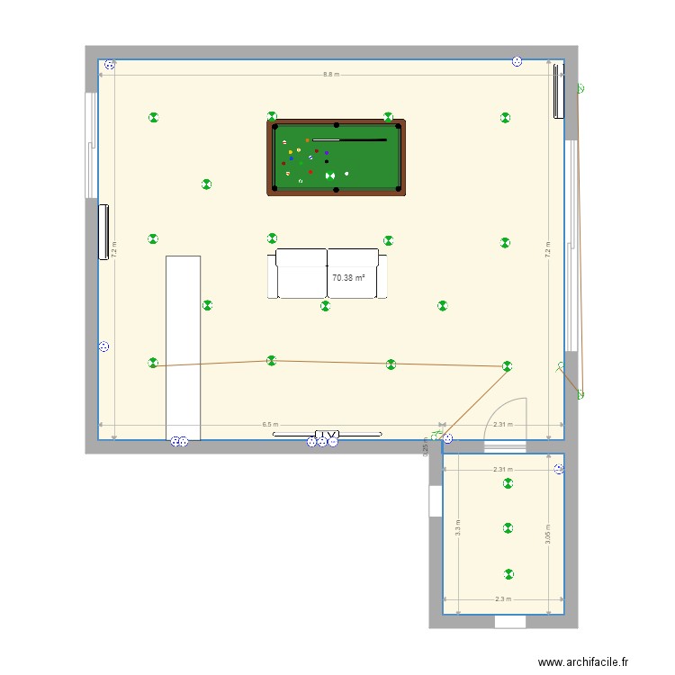 rabasaext. Plan de 1 pièce et 70 m2