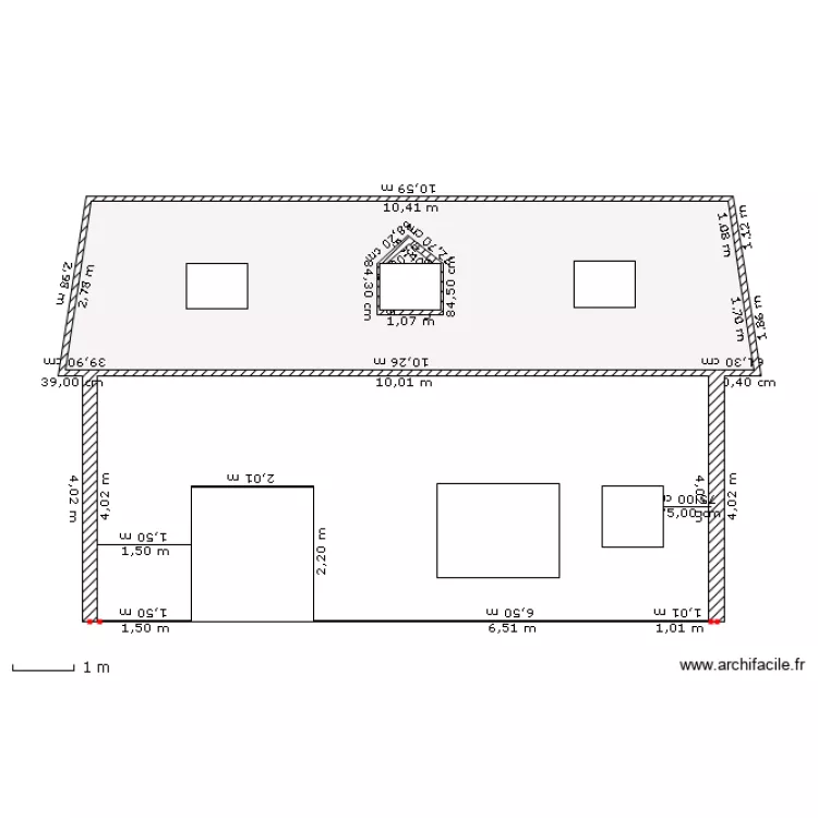 façade sud. Plan de façade sud. Plan de