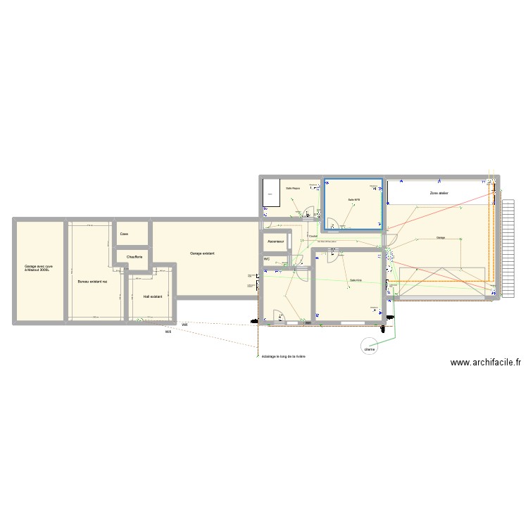 rez électricité 2. Plan de 13 pièces et 243 m2