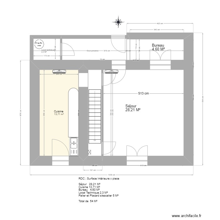 RDC Lesparre M2. Plan de 1 pièce et 14 m2
