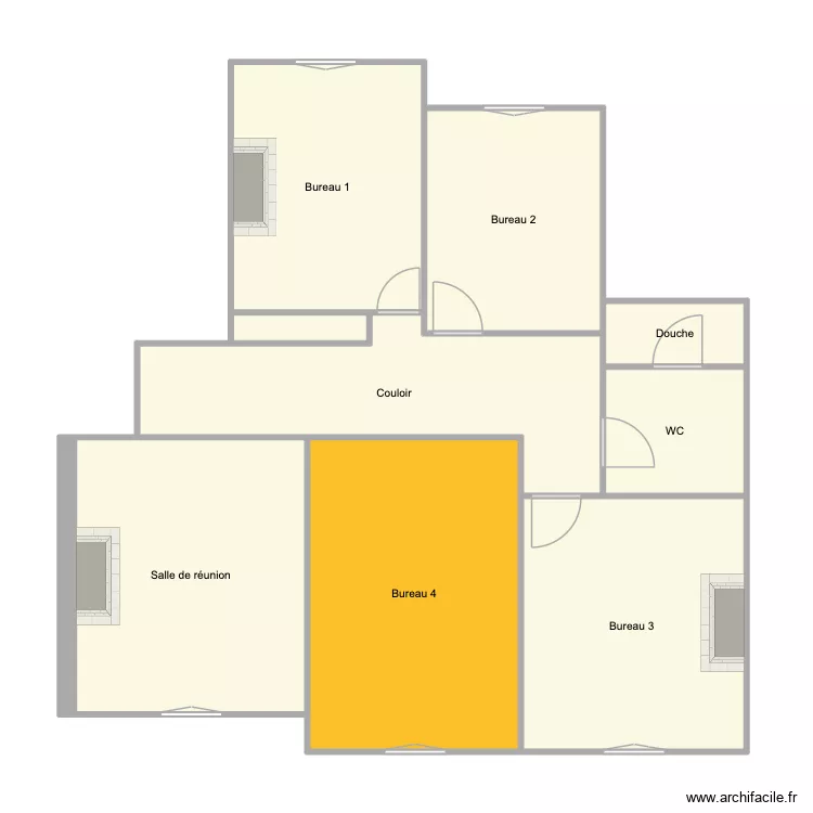 Bureau privatif. Plan de 9  et 92 m²