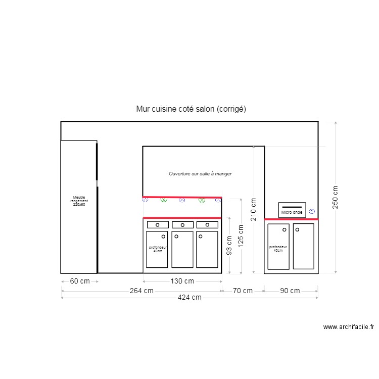 Coupe cuisine salon. Plan de 0 pièce et 0 m2