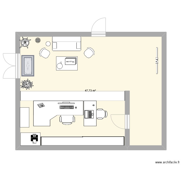 Accueil 1. Plan de 1 pièce et 48 m2