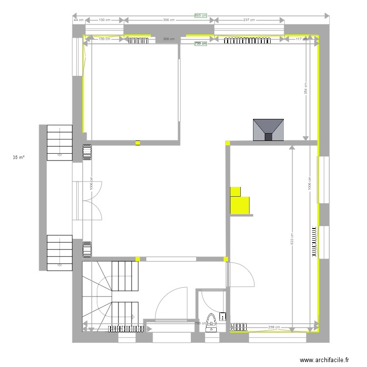 Hippolyte PINAUD travaux rez de chaussée 17 10 2020. Plan de 0 pièce et 0 m2