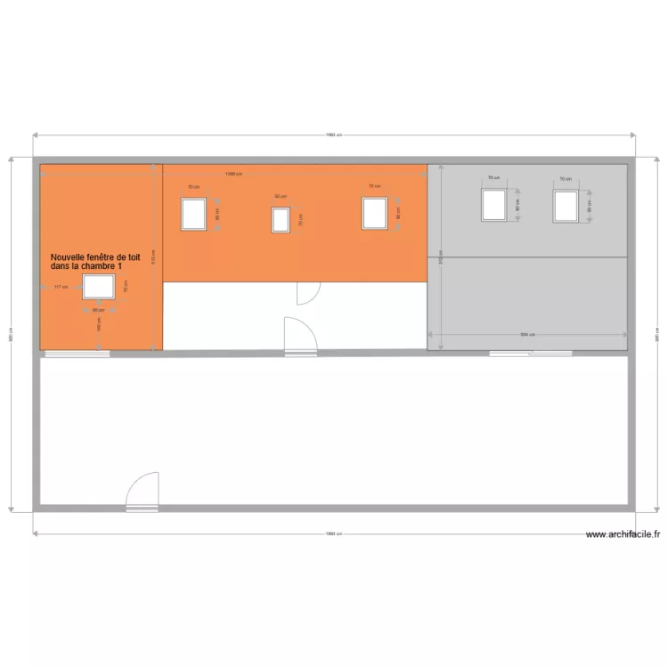 maison et toit et fenetres. Plan de 