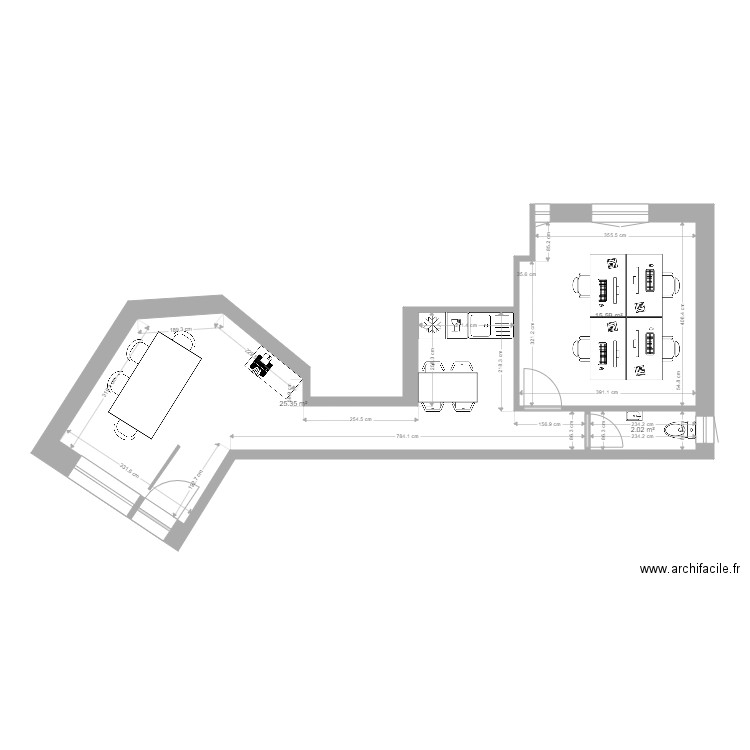 Laveran bureau. Plan de 4 pièces et 53 m2