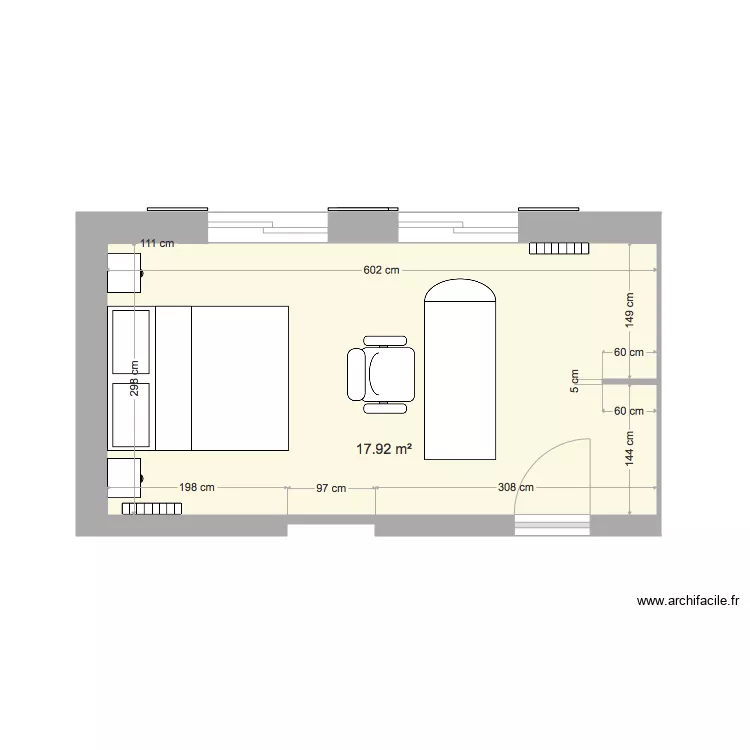 Chambre EST 2 &eacute;tage. Plan de 