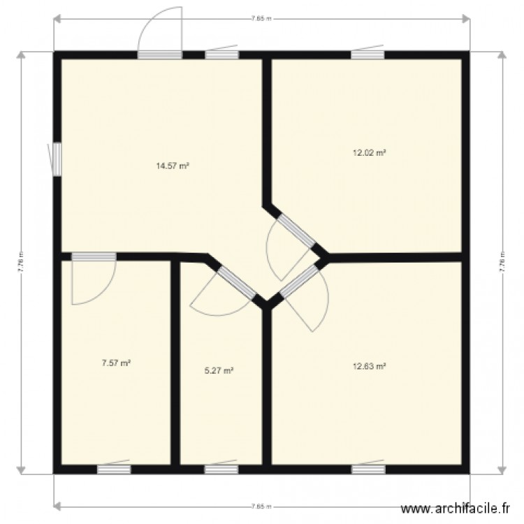 Appartement 2 chambres. Plan de 0 pièce et 0 m2