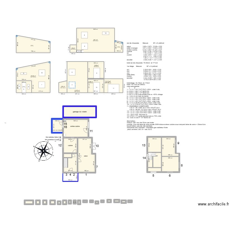 BOSQUET  . Plan de 38 pièces et 344 m2