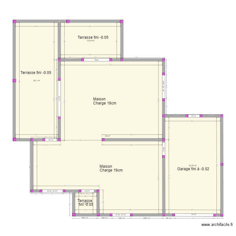 Tendil RDC. Plan de 5 pièces et 173 m2