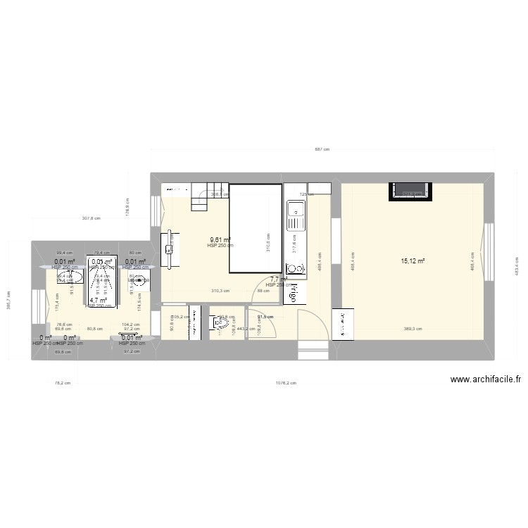 max 3. Plan de 5 pièces et 37 m2