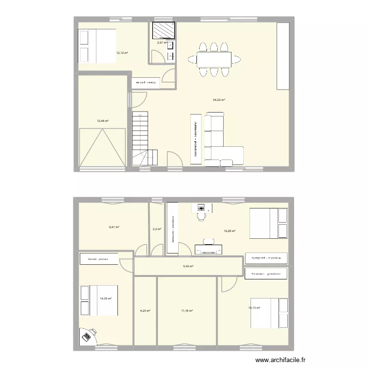 MAISON 1. Plan de 12  et 163 m²