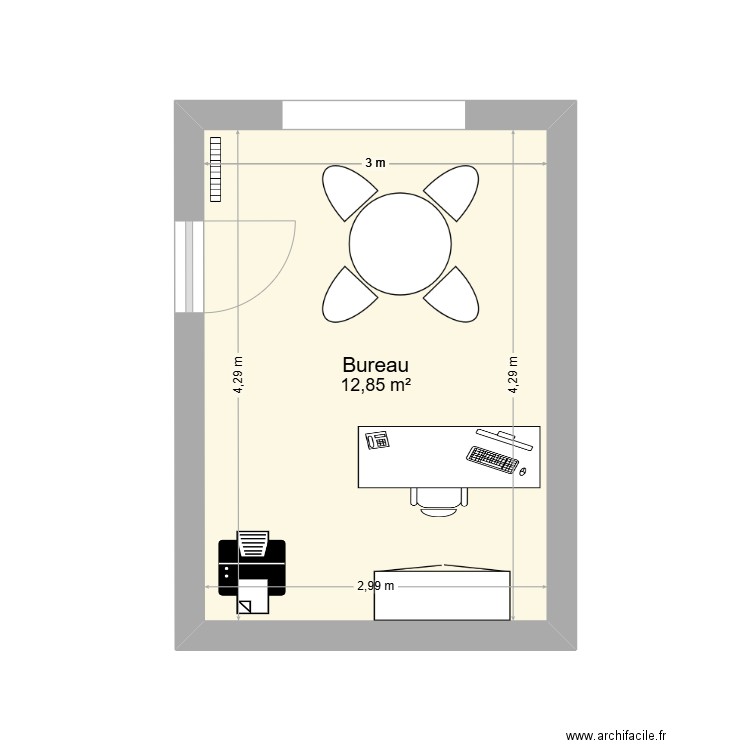 plan bureau. Plan de 1 pièce et 13 m2