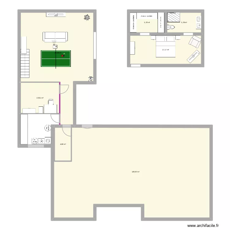 extension. Plan de 7 pièces et 197 m²