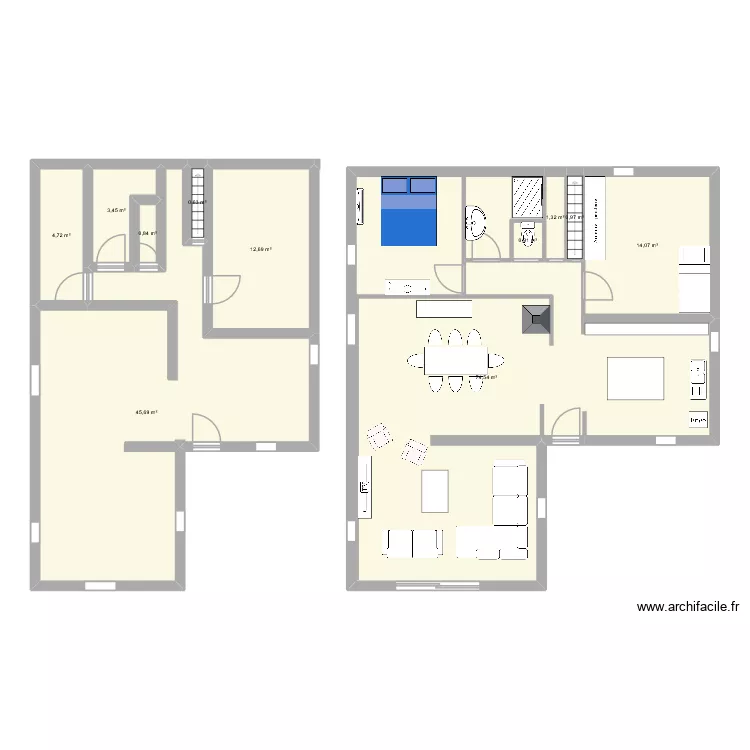 maison. Plan de 11  et 160 m²