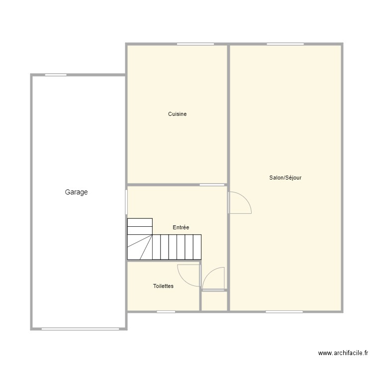 plan rdc Le Bars. Plan de 5 pièces et 57 m2