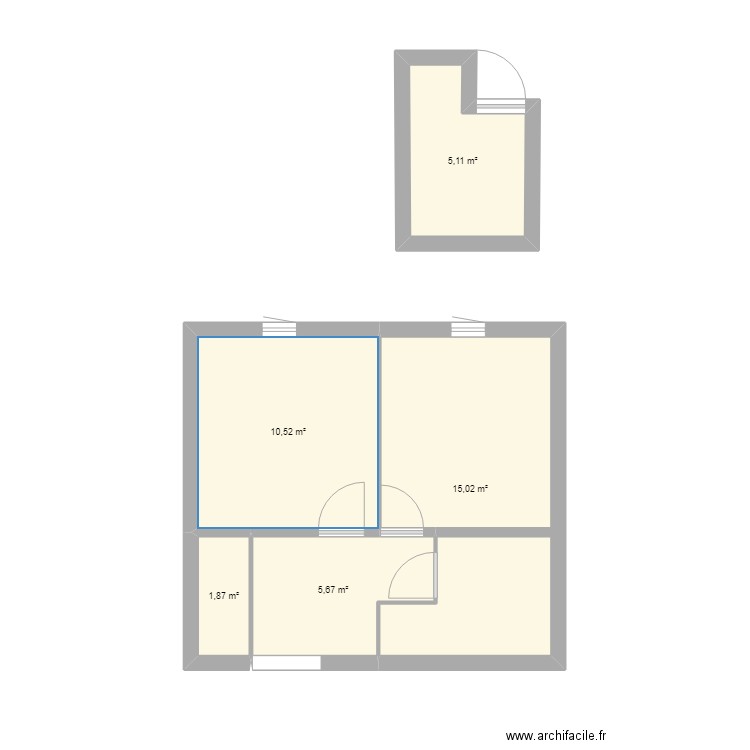 test branc. Plan de 5 pièces et 38 m2