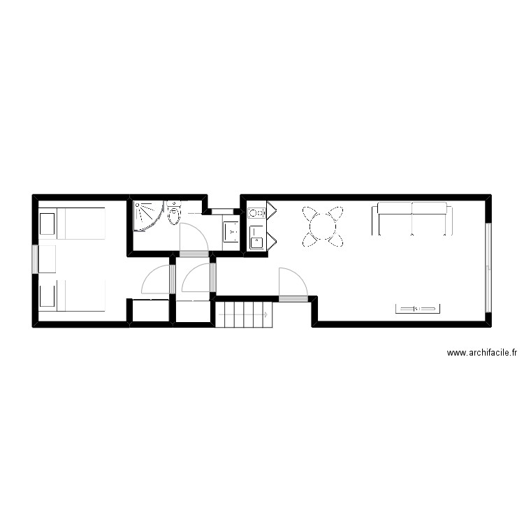 2043 aiguadolç. Plan de 4 pièces et 39 m2