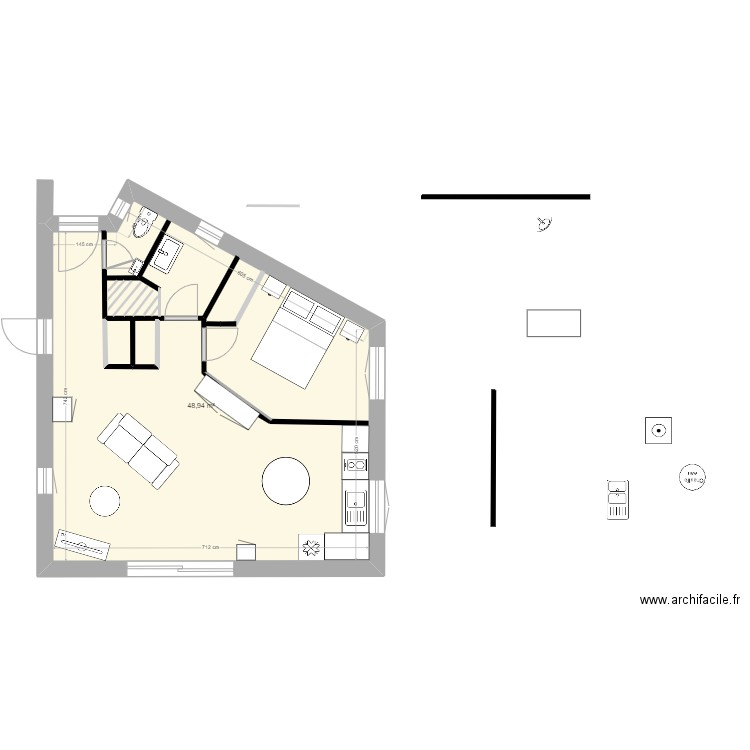 plan10. Plan de 1 pièce et 49 m2