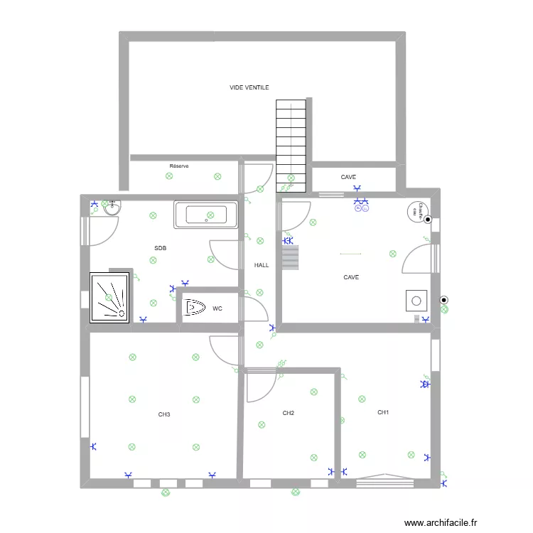 Sous sol. Plan de 5 Pièces et 39 m²