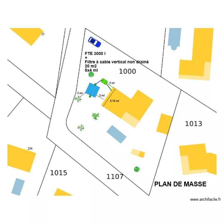 Plan de masse Carnin filtre sable. Plan de 