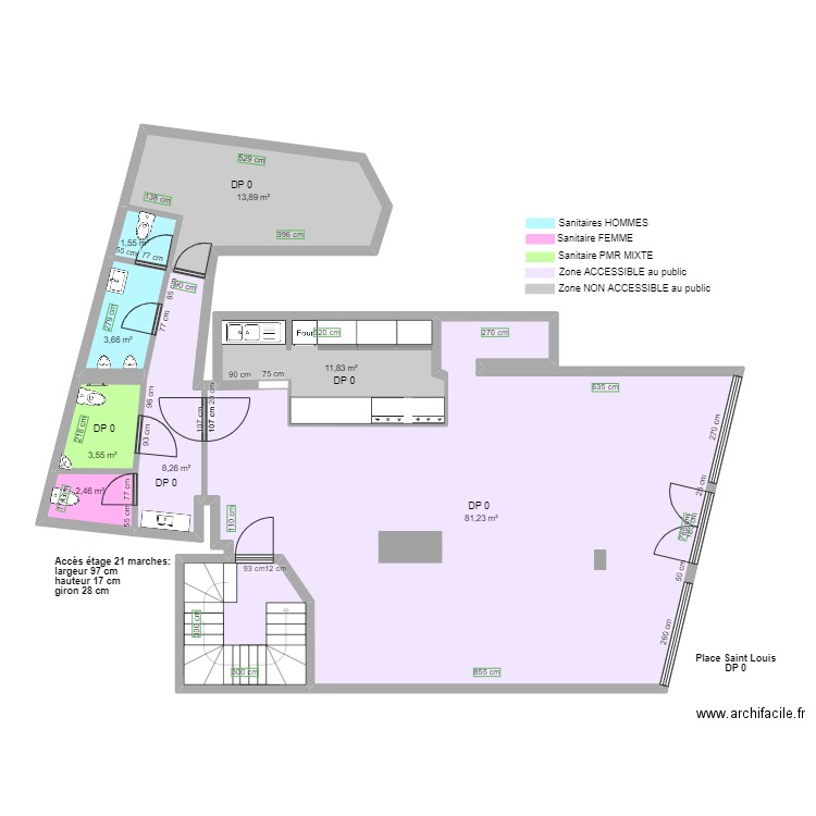 BAB AVANT TRAVAUX. Plan de 0 pièce et 0 m2