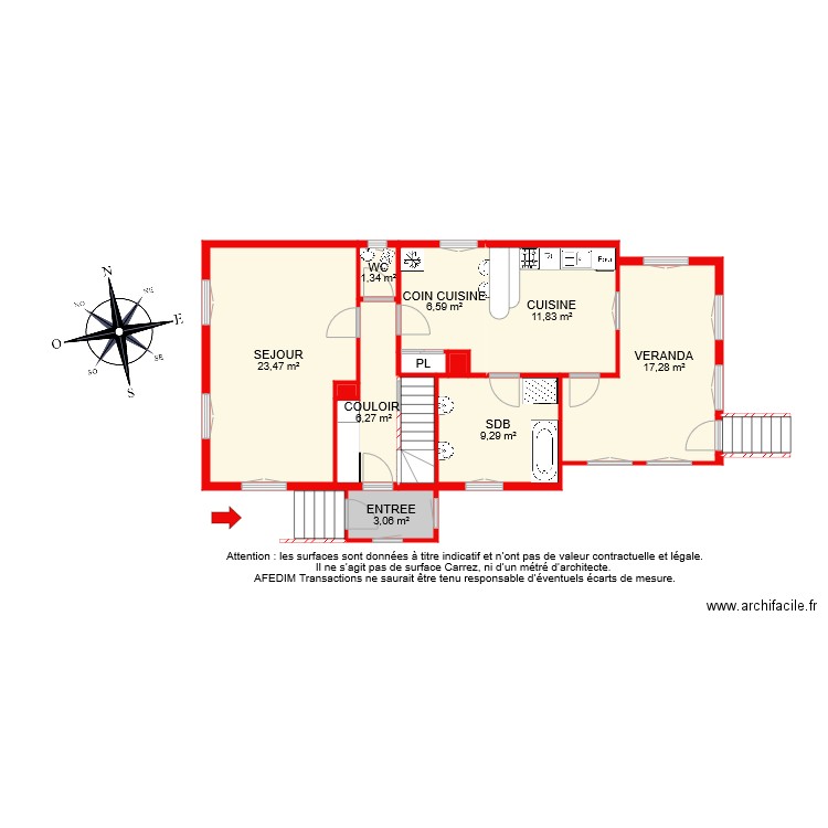 BI 8531 RDC. Plan de 12 pièces et 83 m2