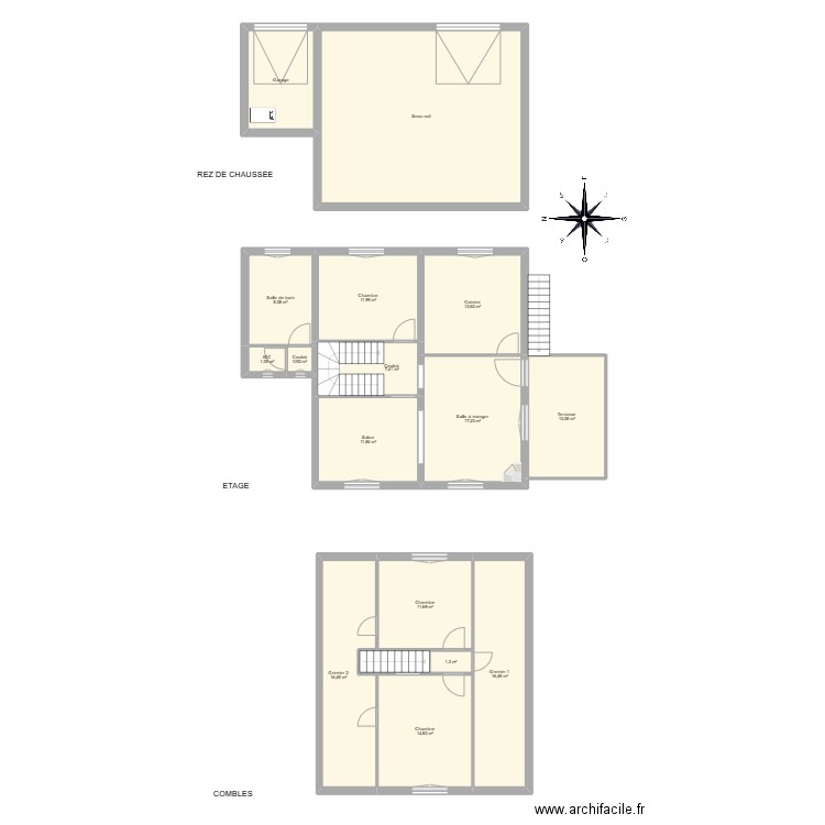 COURT Jean-Baptiste - SAINTE FORTUNADE. Plan de 17 pièces et 206 m2
