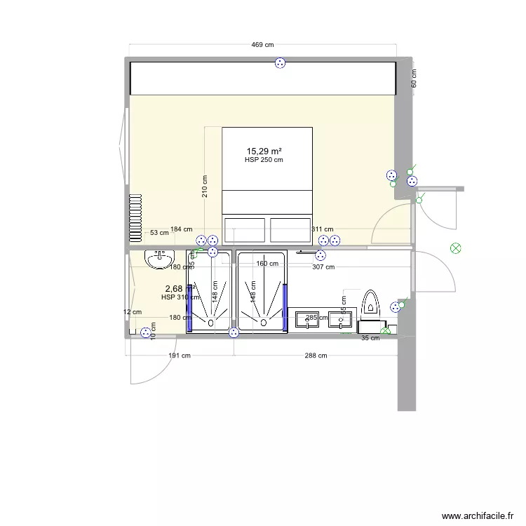 Salle de bain chambre_10. Plan de 