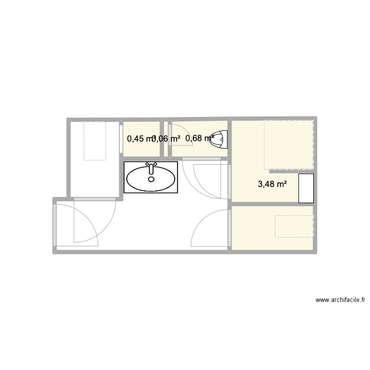 Gre1. Plan de 4 pièces et 5 m2