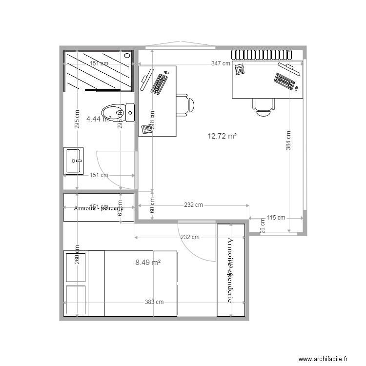 salle de classe en travail et chambre. Plan de 0 pièce et 0 m2