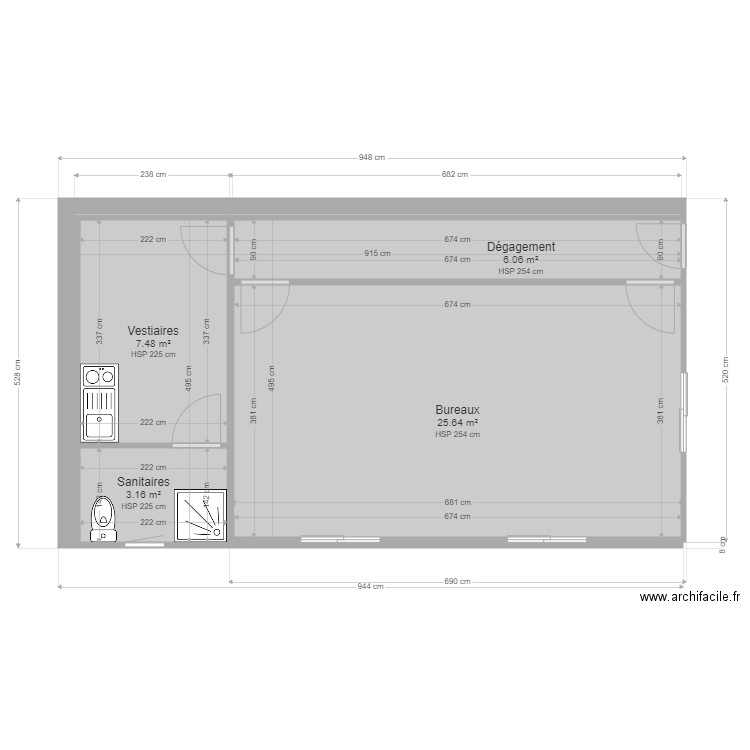 Vestiaire Repos Bureau MPB Capbreton. Plan de 0 pièce et 0 m2