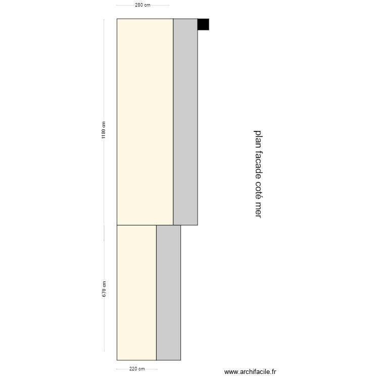 plan facade cot&eacute; mer. Plan de 0 pièce et 0 m2